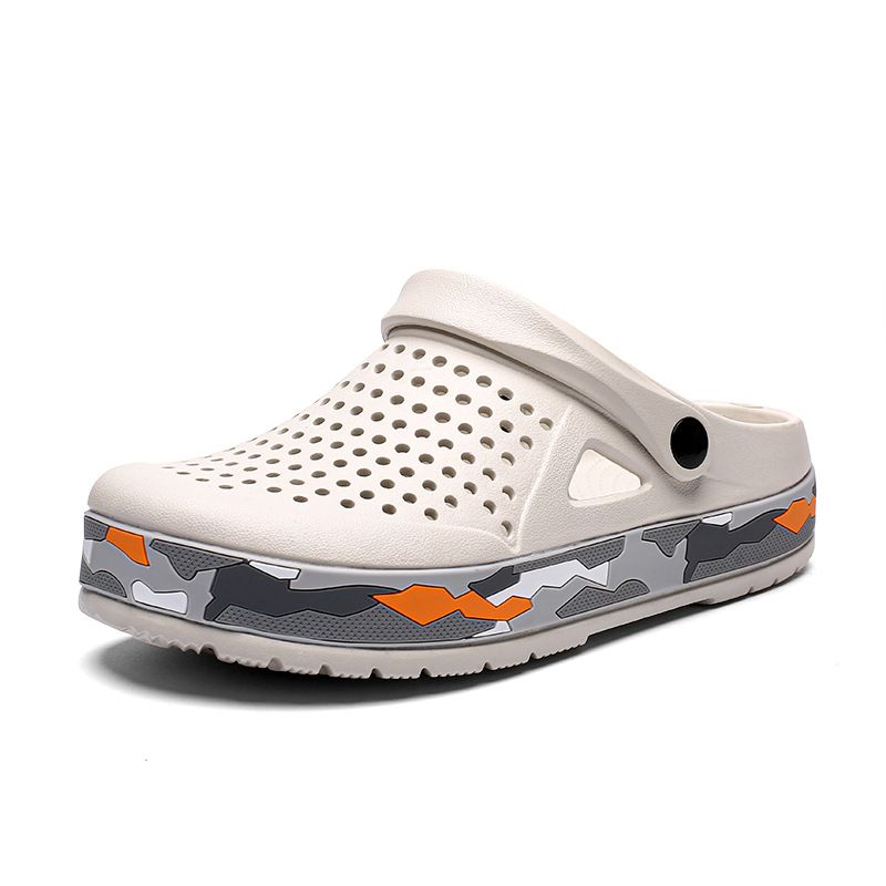 Men's Beach Shoes Outdoor EVA Hole Sandals-White
