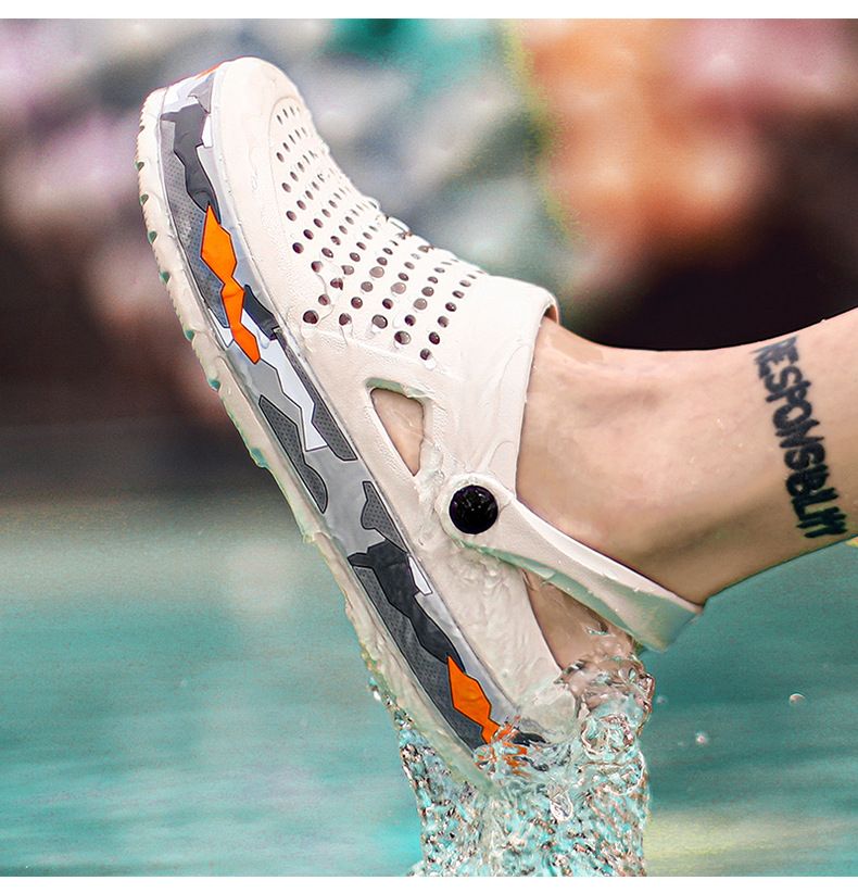 Men's Beach Shoes Outdoor EVA Hole Sandals-White