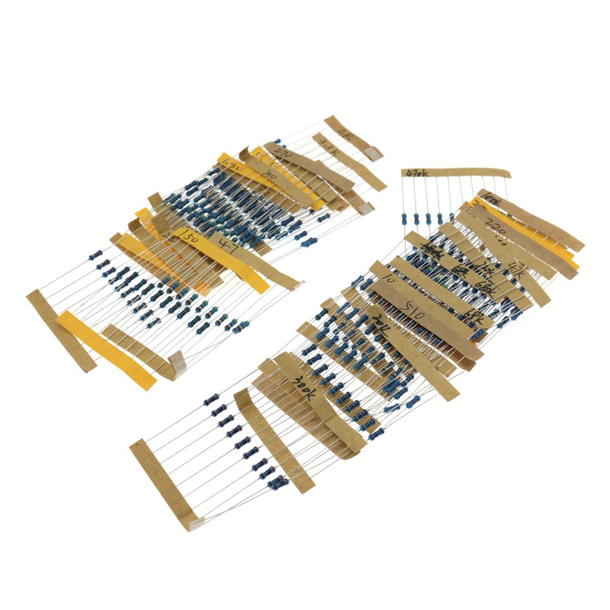300PCS 1/4W 1% Carbon Film Resistors Kit 10 To 1M Ohm 30
