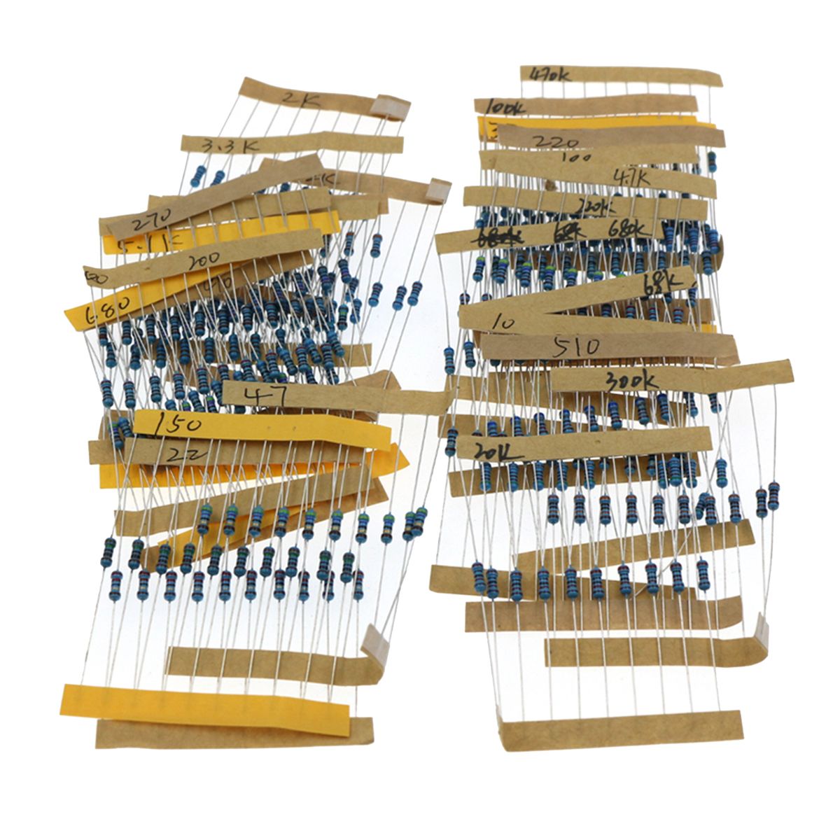 300PCS 1/4W 1% Carbon Film Resistors Kit 10 To 1M Ohm 30