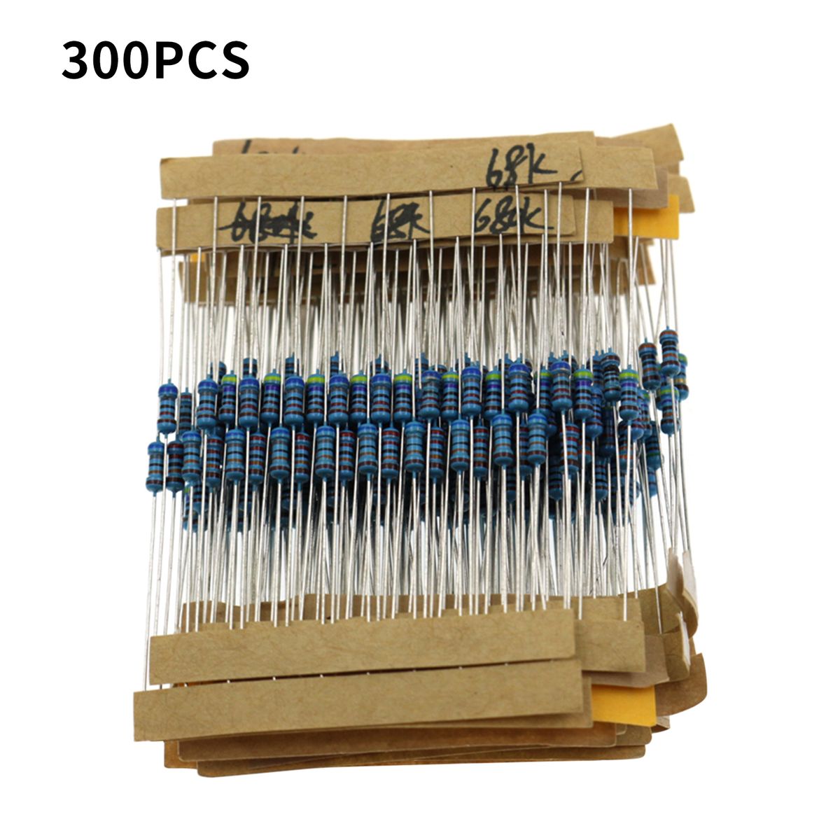 300PCS 1/4W 1% Carbon Film Resistors Kit 10 To 1M Ohm 30