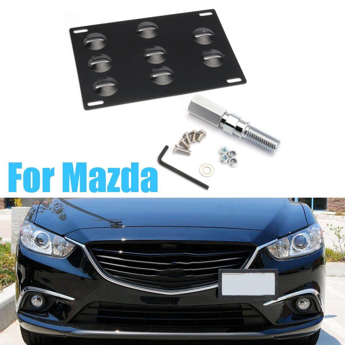 Car Black Front Bumper Tow Hook Plate Mounting Bracket Holder For Mazda