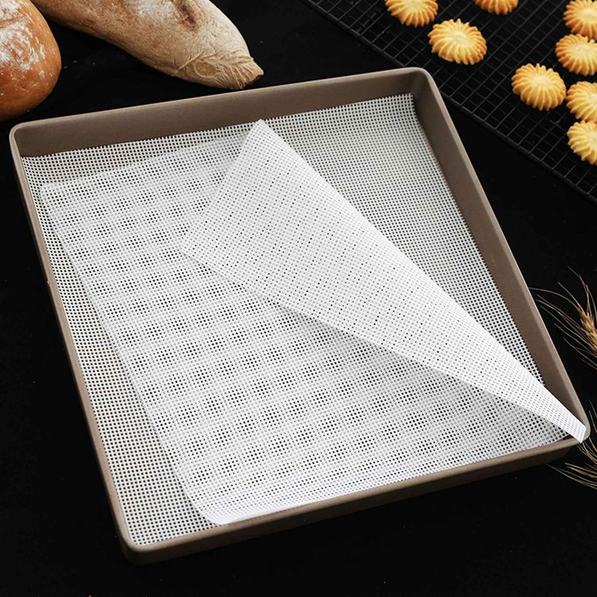10PCS Non Stick Silicone Dehydrator Sheets 14 X 14 Inch Bread Silicone Screen Mesh Mat for Fruit Dryer Dumpling