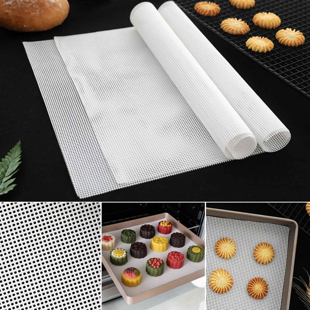 10PCS Non Stick Silicone Dehydrator Sheets 14 X 14 Inch Bread Silicone Screen Mesh Mat for Fruit Dryer Dumpling