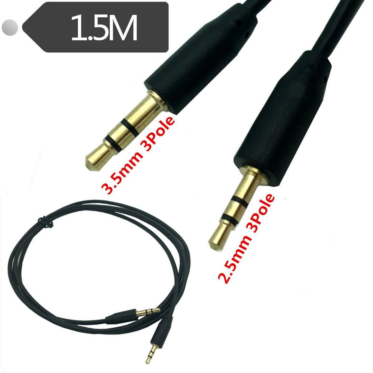 2.5mm Male to 3.5mm Male Audio Adapter Cable Work Male to