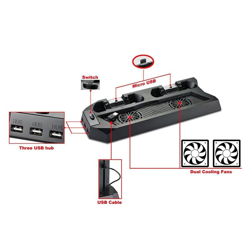 For Ps4 Multifunctional Charging Station Heat Dissipation