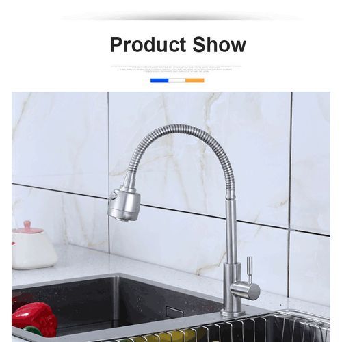Kitchen Faucet Flexible Wall Sink Tap 304 Stainless Steel