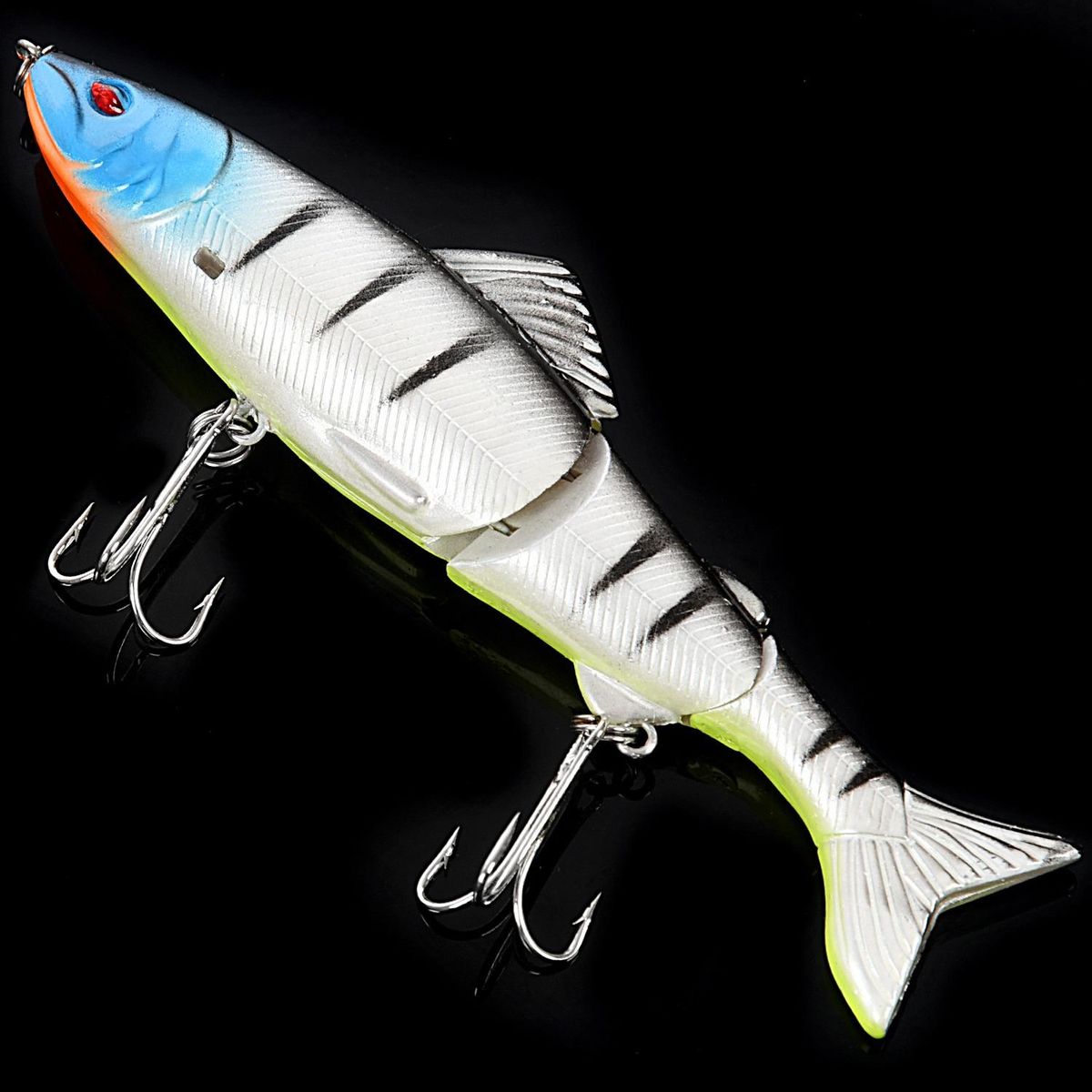 HENG JIA 13cm Multi-joint swim fishing temptation Crank bait fake bait fishing hook Blue head gray body