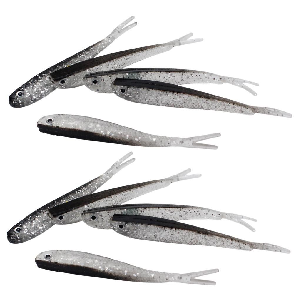 10pcs Paddle Tail Swimbaits, Soft Jerk Baits, Soft   - 3D