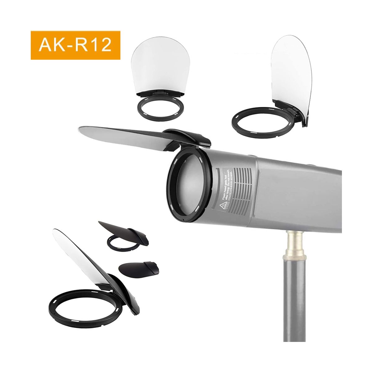 AK-R12 Bounce Card Round Flash Head for Godox H200R V1 Flash Series