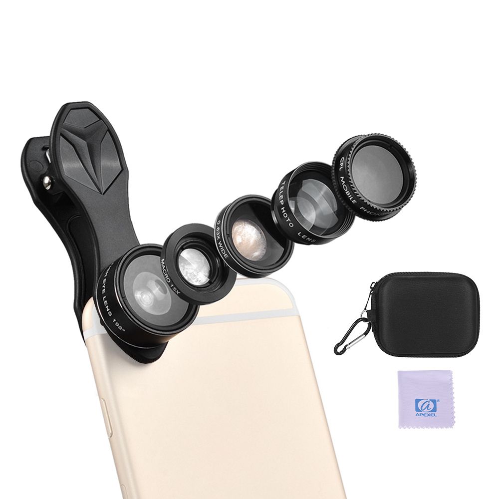 APL-DG5H 5 In 1 Cellphone Lens Kit 198° Fisheye Lens