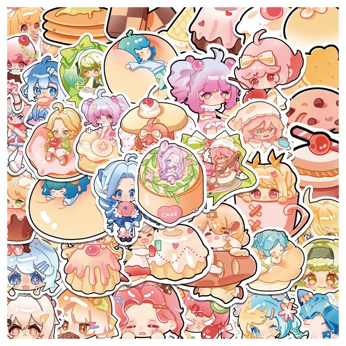 40Pcs Anime Stickers Scrapbook Laptop Phone Car Cartoon Stickers Light Yellow