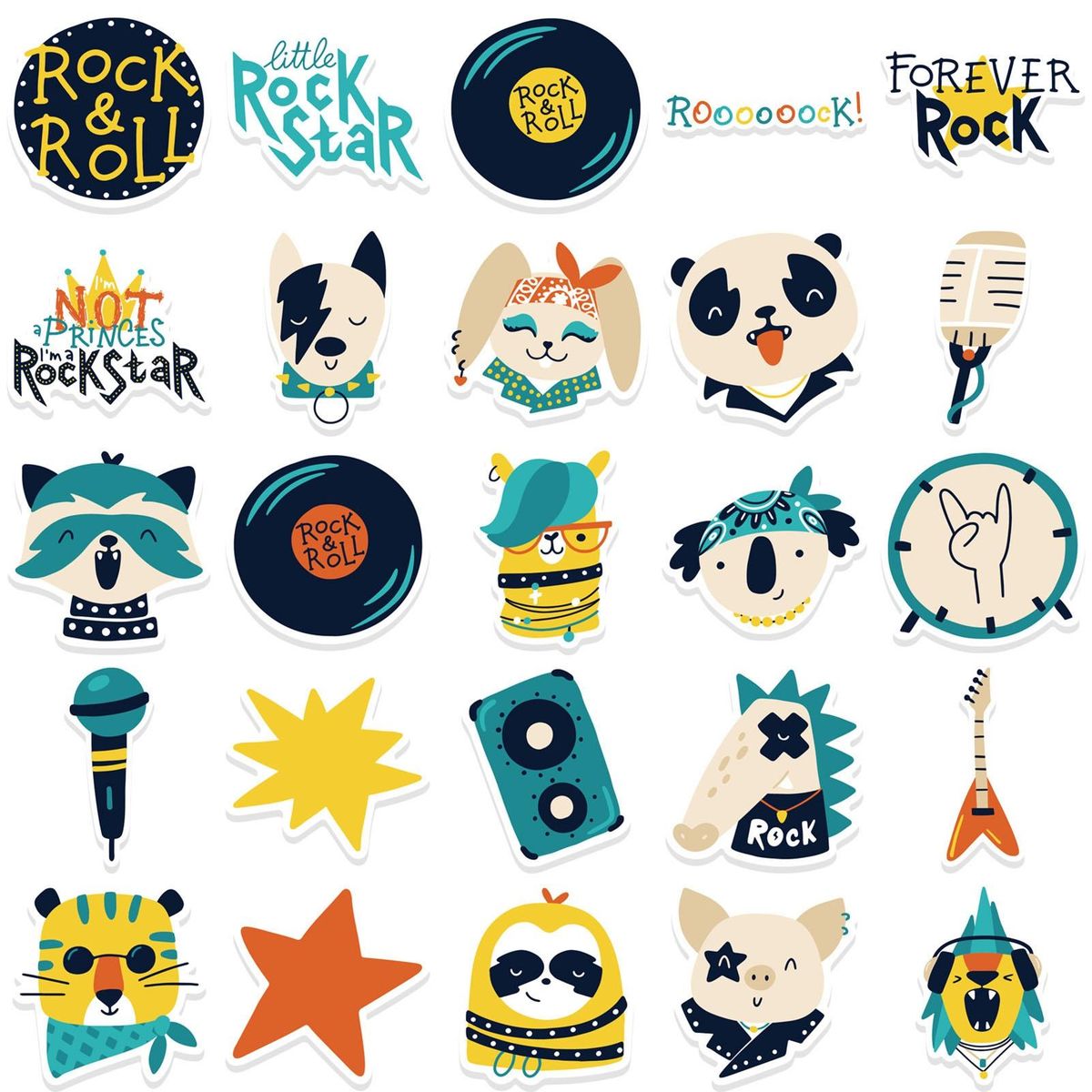 52Pcs Cartoon Stickers Cartoon Graffiti Decals Laptop Suitcase Skateboard Stickers