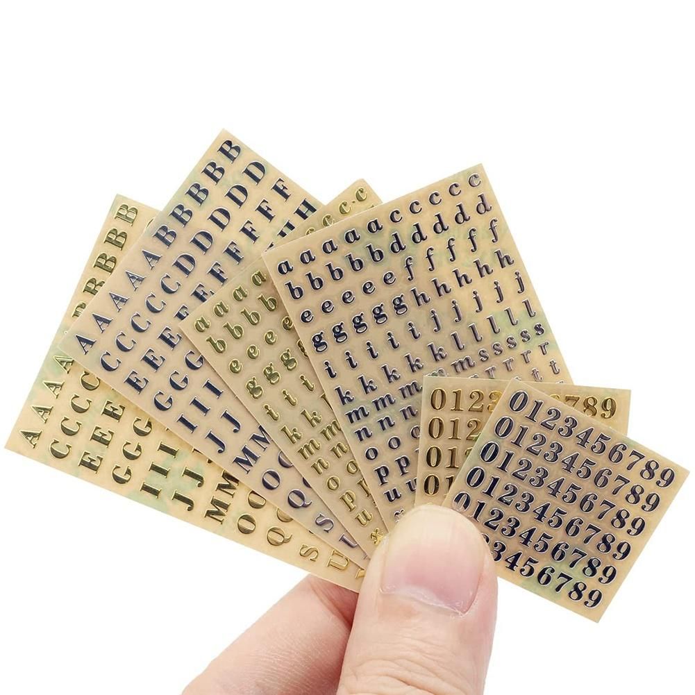 6 Sheets Small 0.12 Inch Alphabet Number Stickers Glitter