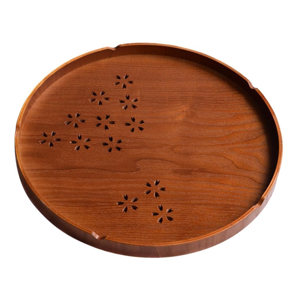 Round Wood Serving Tray Tea Plate Kitchen Restaurant Tea--27cm
