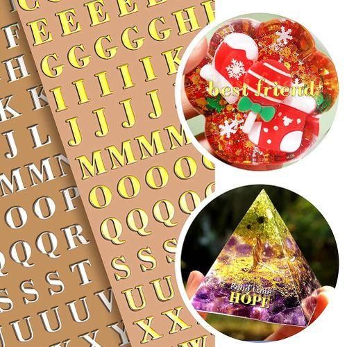 12 Sheets Letter Resin Stickers, Small Alphabet