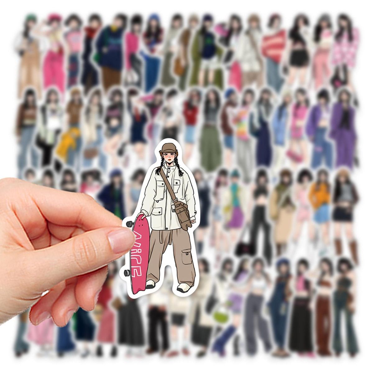 65Pcs Cartoon Girl Stickers DIY Phone Laptop Tablet Notebook Cartoon Stickers