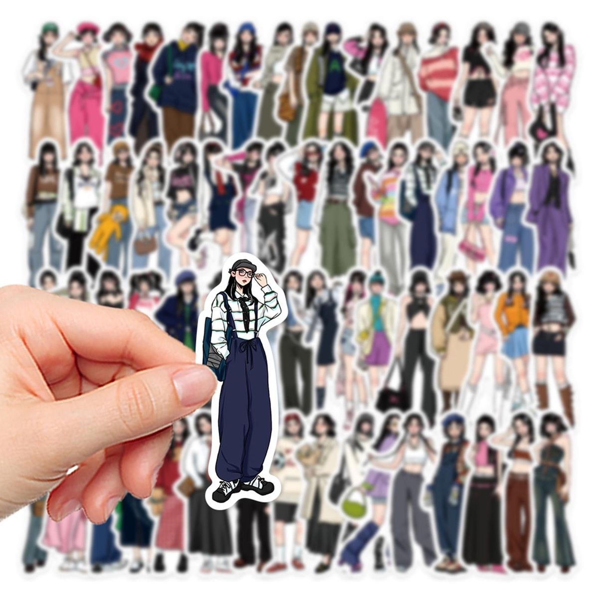 65Pcs Cartoon Girl Stickers DIY Phone Laptop Tablet Notebook Cartoon Stickers