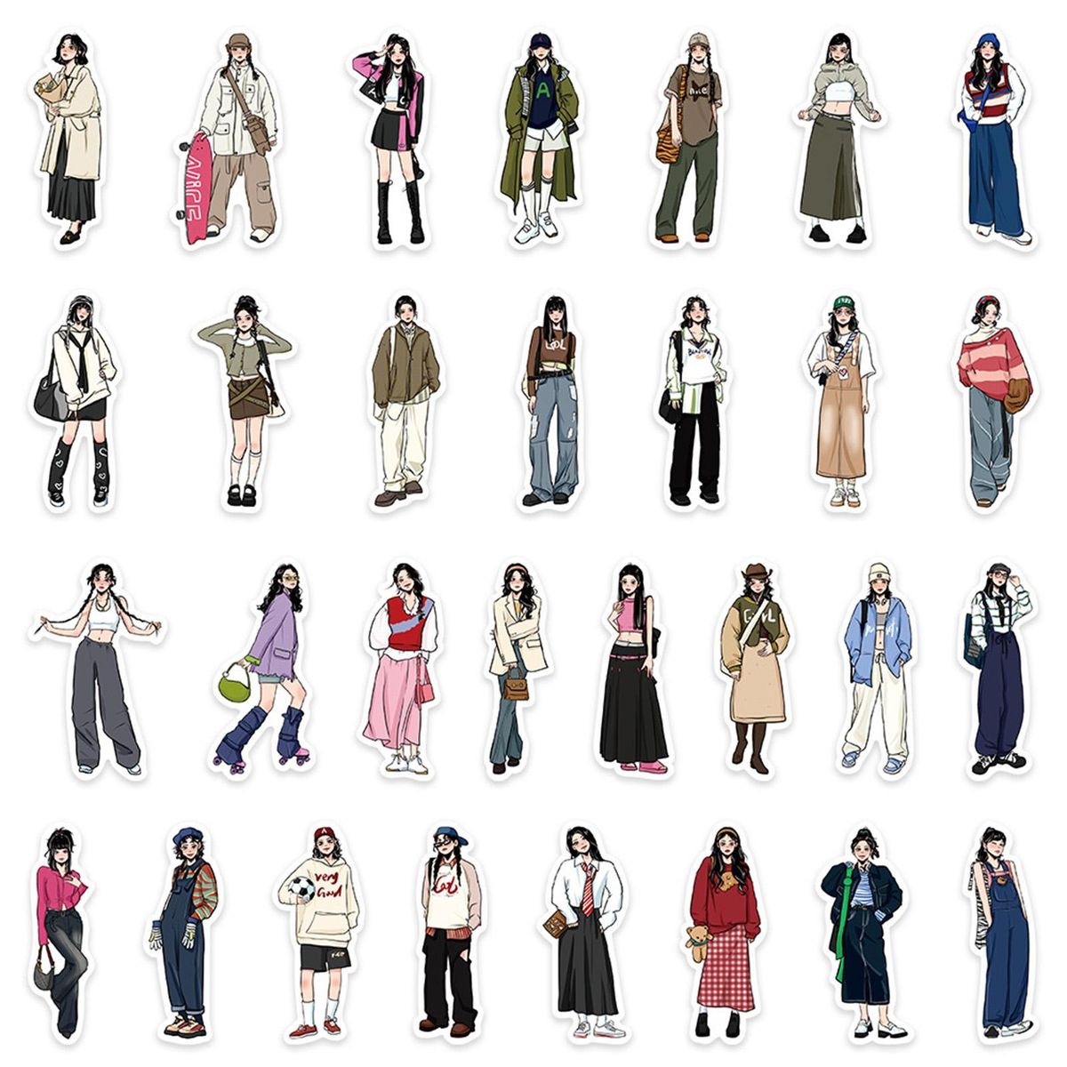65Pcs Cartoon Girl Stickers DIY Phone Laptop Tablet Notebook Cartoon Stickers