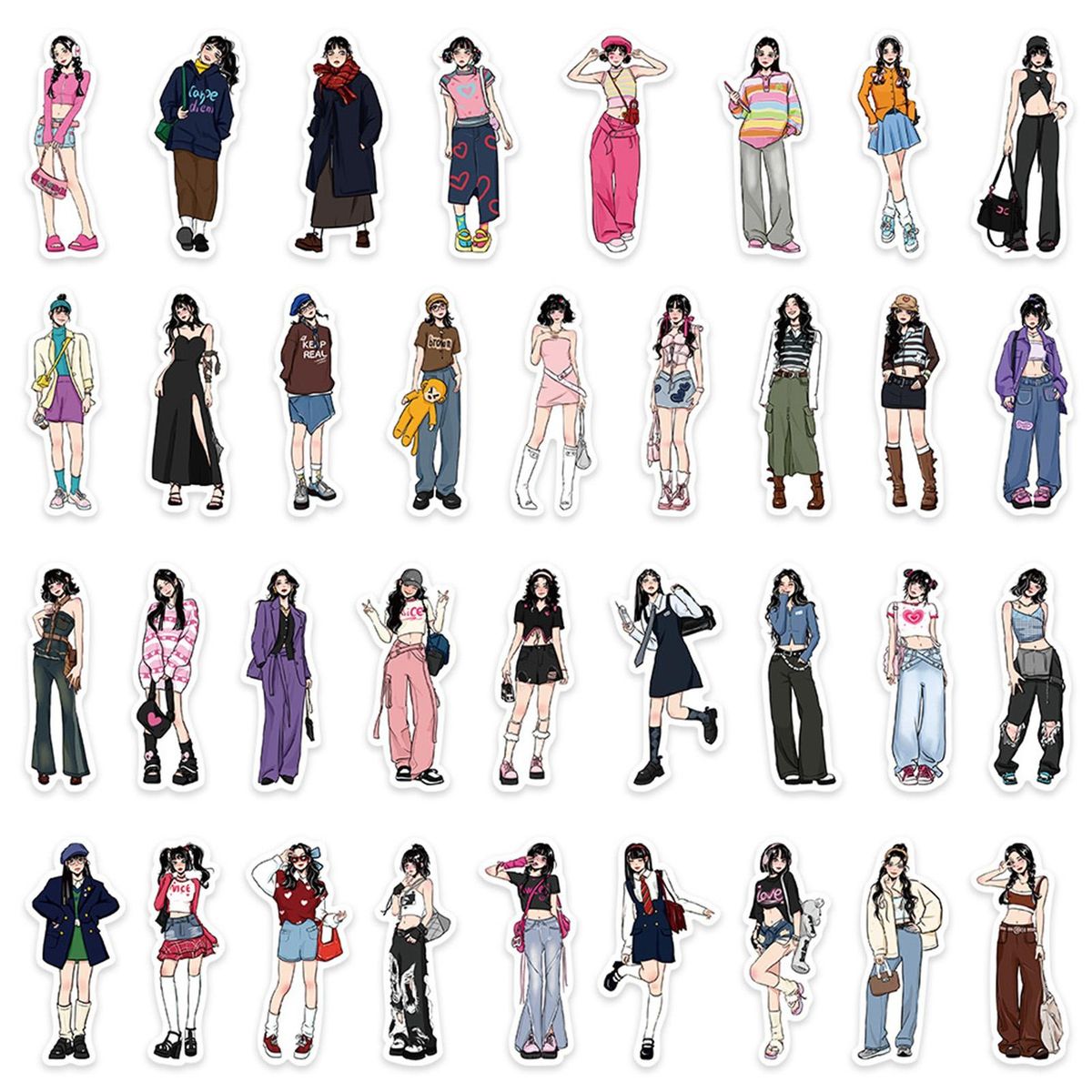 65Pcs Cartoon Girl Stickers DIY Phone Laptop Tablet Notebook Cartoon Stickers