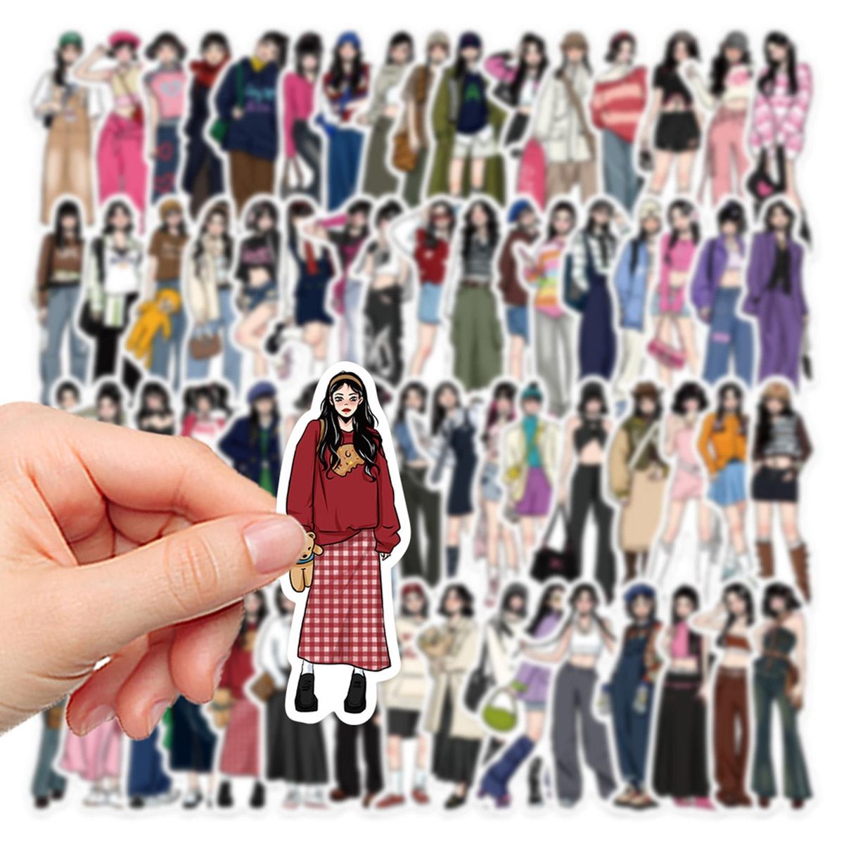 65Pcs Cartoon Girl Stickers DIY Phone Laptop Tablet Notebook Cartoon Stickers