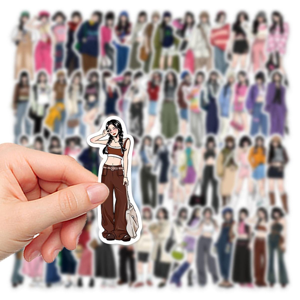 65Pcs Cartoon Girl Stickers DIY Phone Laptop Tablet Notebook Cartoon Stickers