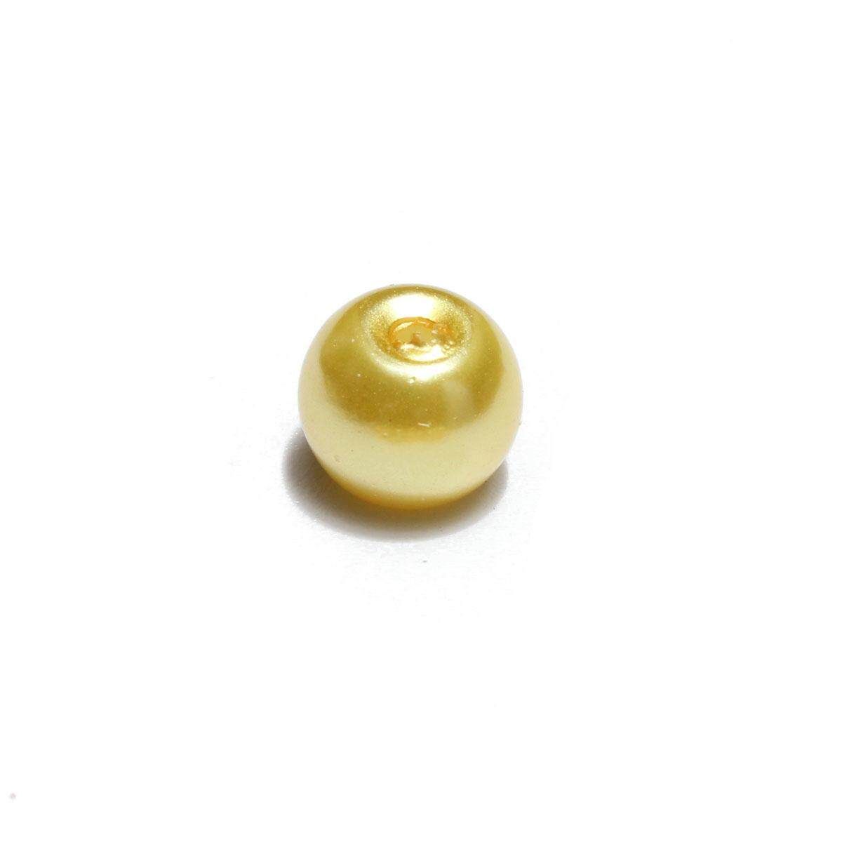 Wholesale Lots Glass Pearl Round Spacer Loose Beads 4mm/6mm/8mm Yellow 6mm 50pcs