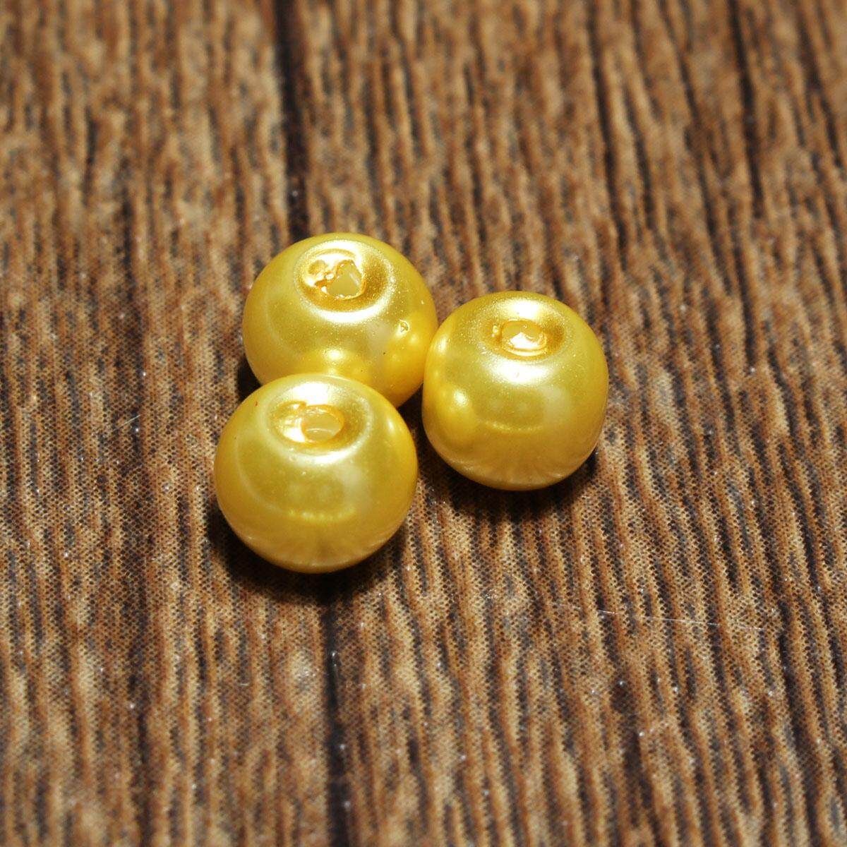 Wholesale Lots Glass Pearl Round Spacer Loose Beads 4mm/6mm/8mm Yellow 6mm 50pcs