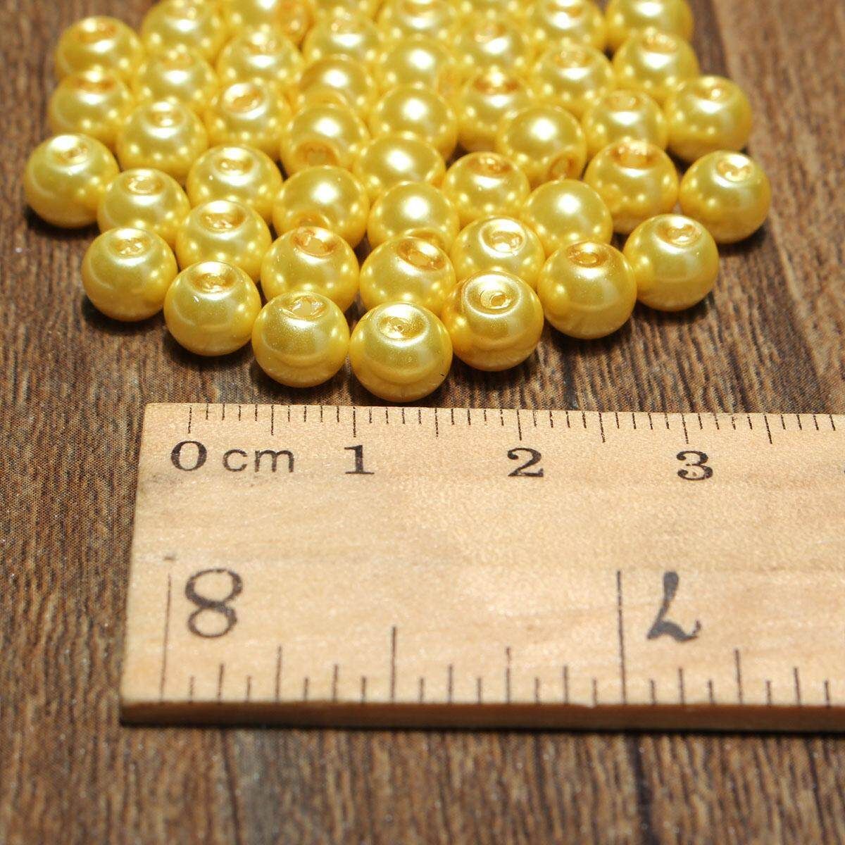 Wholesale Lots Glass Pearl Round Spacer Loose Beads 4mm/6mm/8mm Yellow 6mm 50pcs