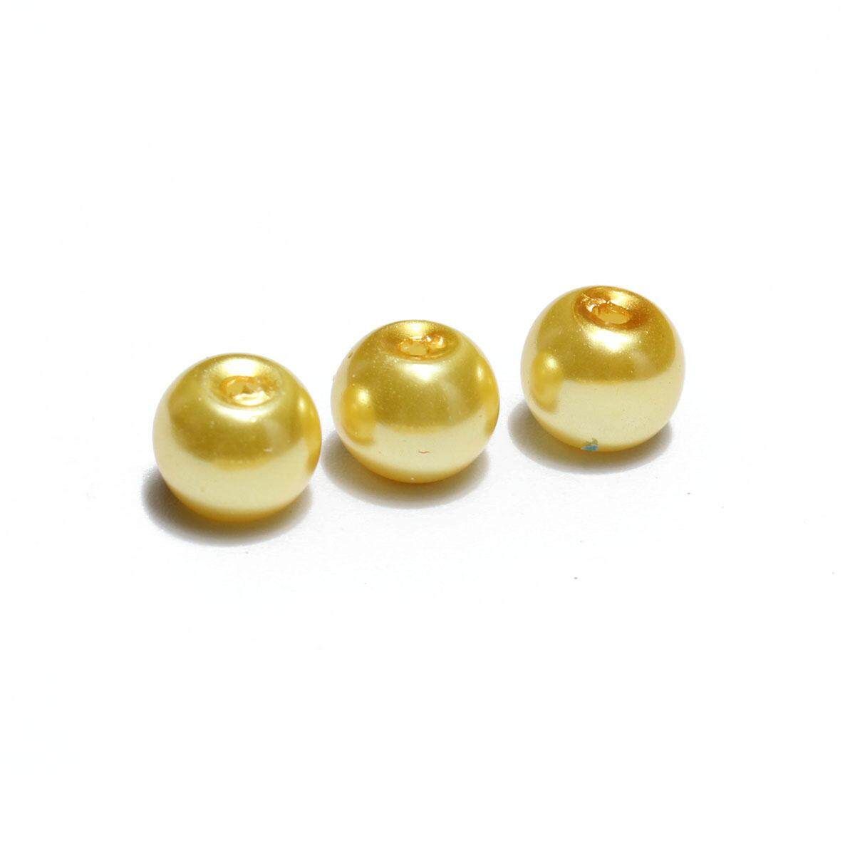 Wholesale Lots Glass Pearl Round Spacer Loose Beads 4mm/6mm/8mm Yellow 6mm 50pcs