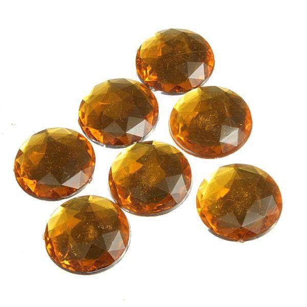10X Large Plastic Flat Backed Half Round Crystal Gem Rhinestone Cabochon 18 25mm Yellow 18mm Yellow