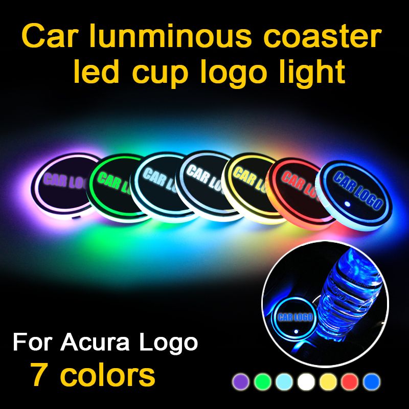 2PCS Led Car Cup Holder Coaster For Acura Logo Light For