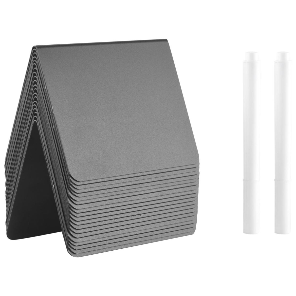 20 Pieces Mini Chalkboard Signs A-Shaped Chalkboard Buffet Tags PVC Erasable Blackboards with White Chalk Markers