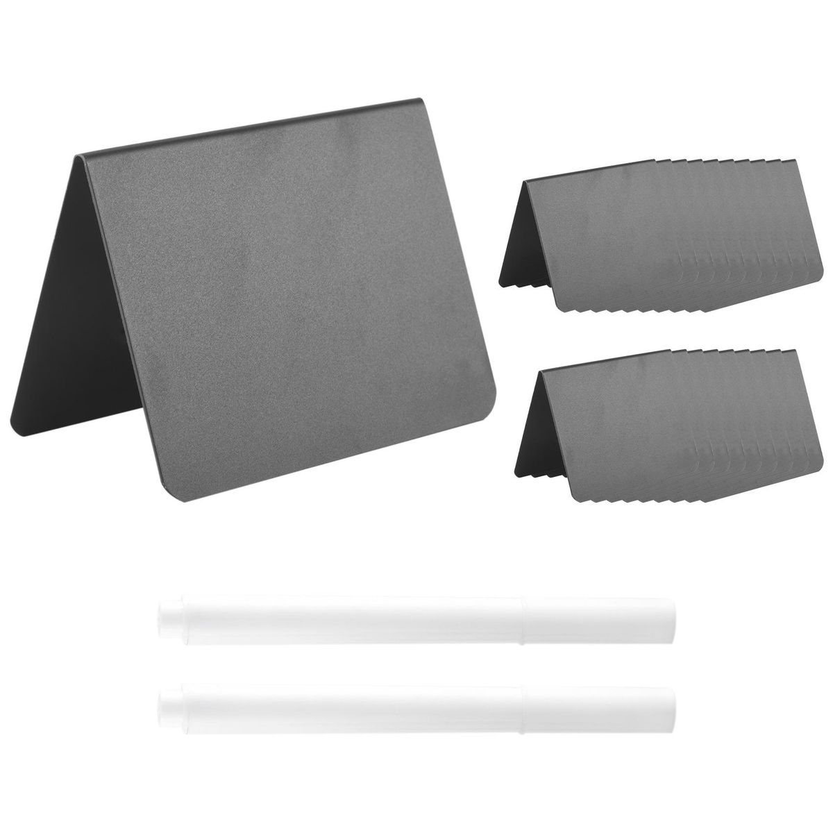 20 Pieces Mini Chalkboard Signs A-Shaped Chalkboard Buffet Tags PVC Erasable Blackboards with White Chalk Markers