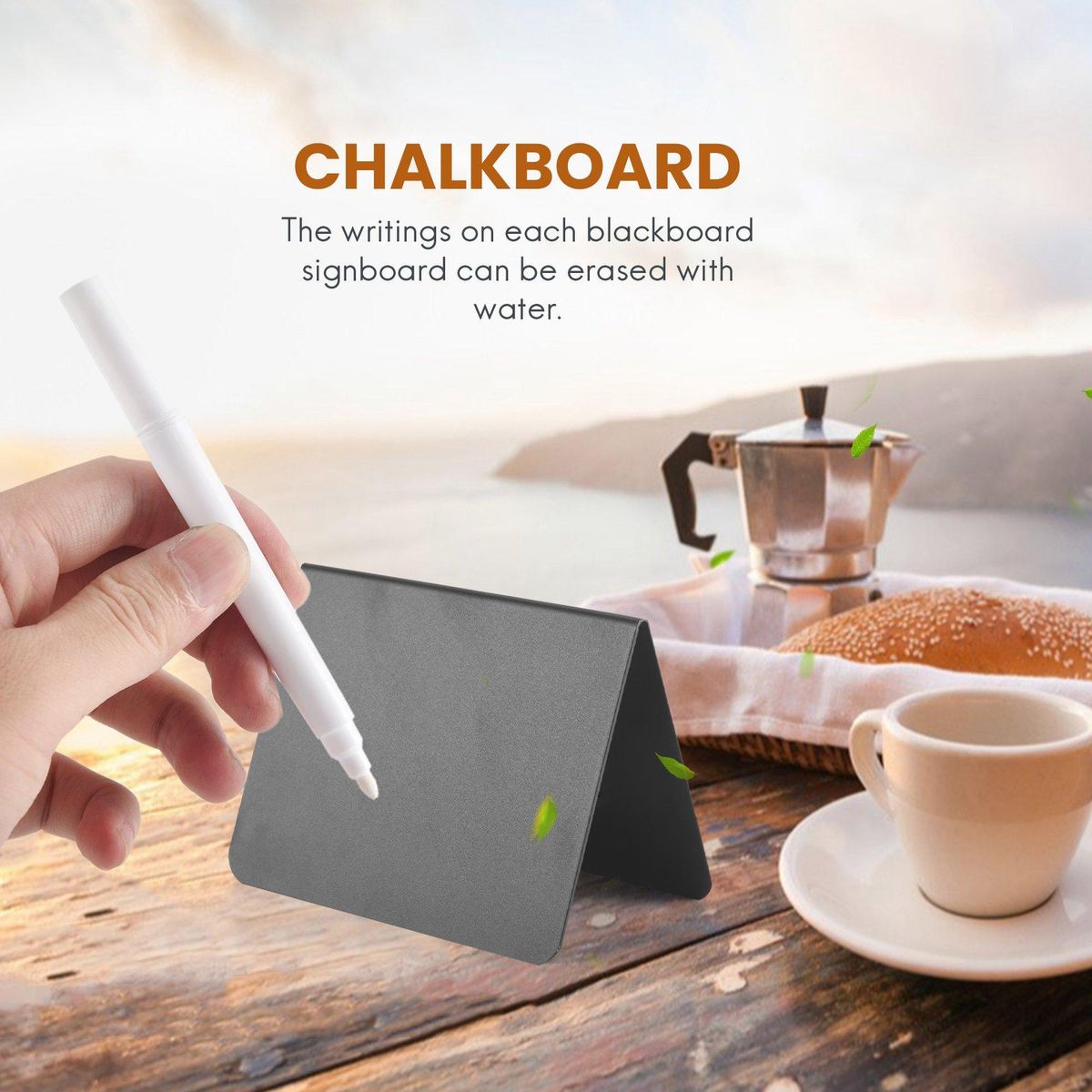 20 Pieces Mini Chalkboard Signs A-Shaped Chalkboard Buffet Tags PVC Erasable Blackboards with White Chalk Markers