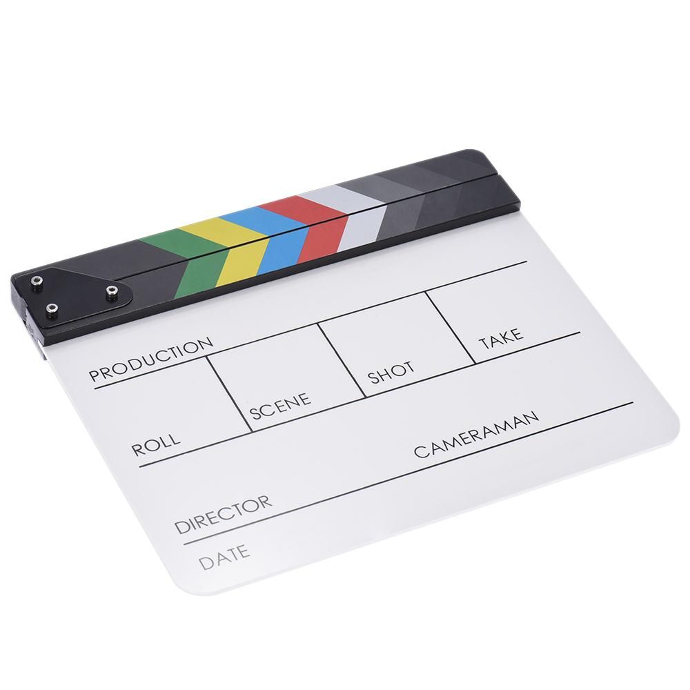10" x 12" / 24.5 x 30cm Acrylic Dry Erase Clap-stick Clapper Board Slate for Film Movie Cut Action Scene