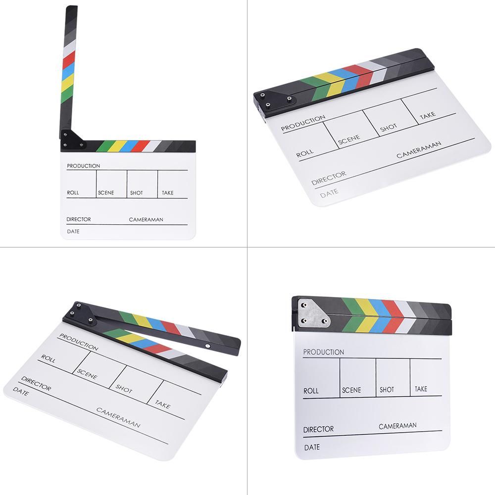 10" x 12" / 24.5 x 30cm Acrylic Dry Erase Clap-stick Clapper Board Slate for Film Movie Cut Action Scene