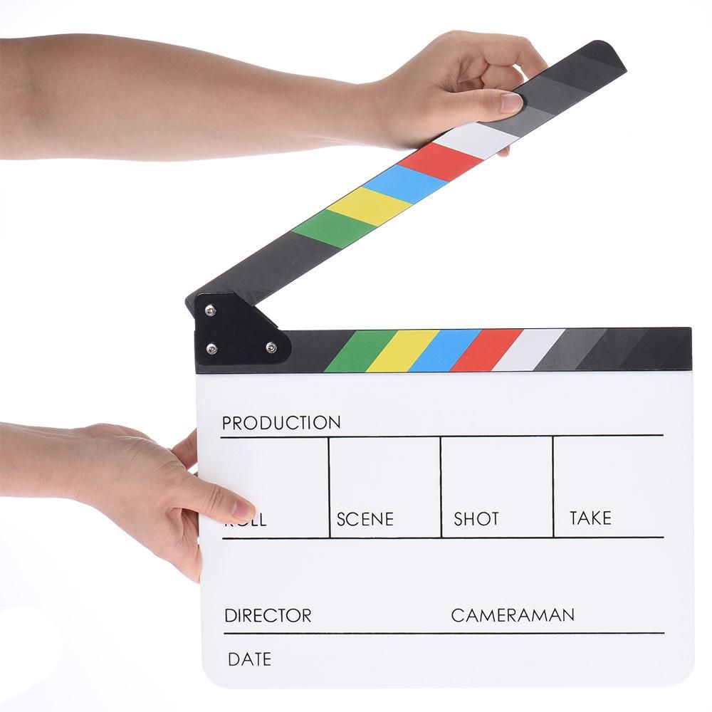 10" x 12" / 24.5 x 30cm Acrylic Dry Erase Clap-stick Clapper Board Slate for Film Movie Cut Action Scene