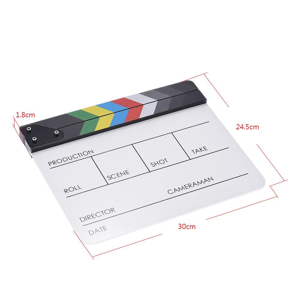 10" x 12" / 24.5 x 30cm Acrylic Dry Erase Clap-stick Clapper Board Slate for Film Movie Cut Action Scene