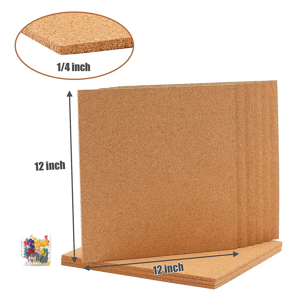 Adhesive for Wall 12inX12in-1/4in 9 Pack Tiles with 50 PCS Push Pins