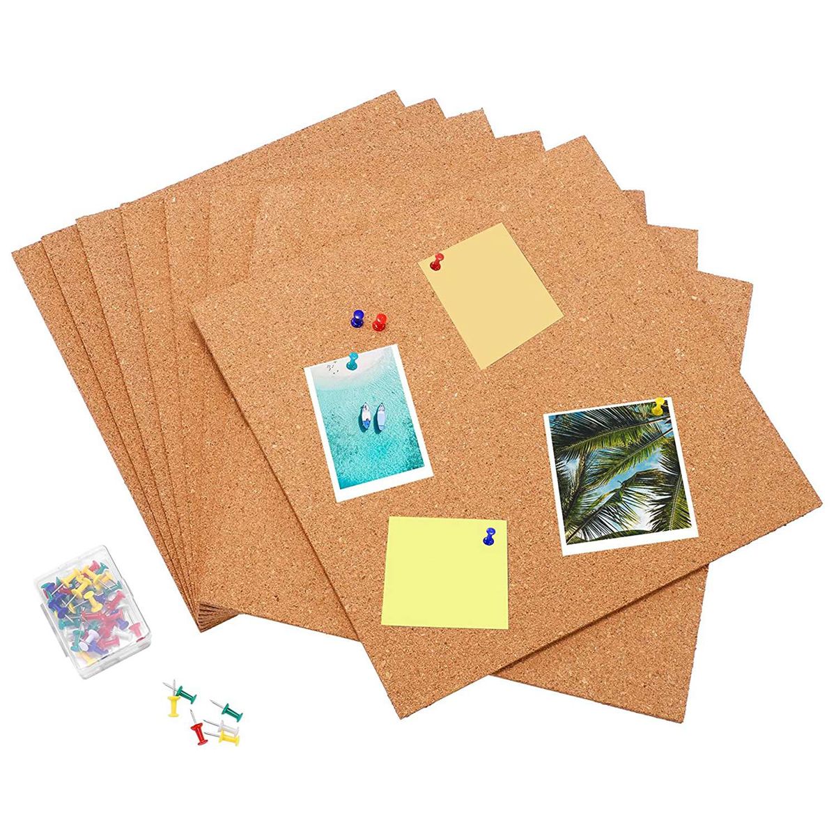 Adhesive for Wall 12inX12in-1/4in 9 Pack Tiles with 50 PCS Push Pins