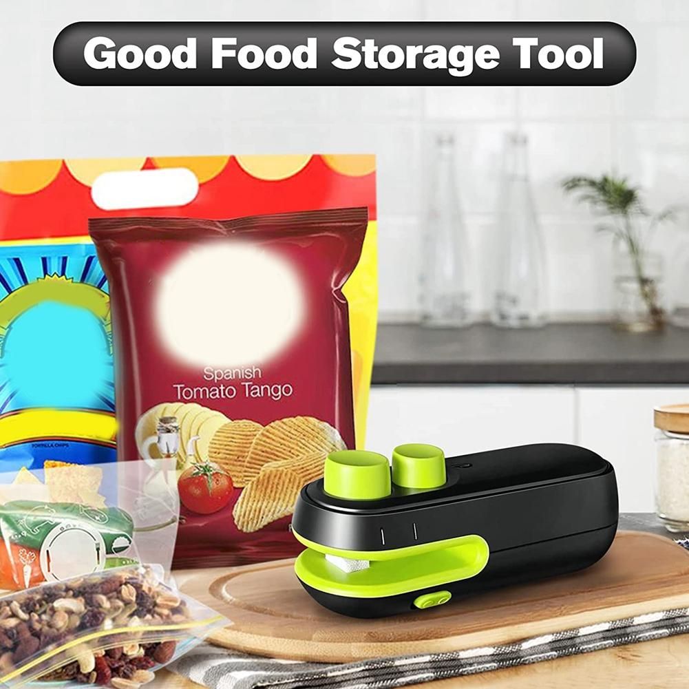 Chip Bag Handheld Bag Heat Vacuum RechargablePortable Bag Resealer Sealing Machine for Plastic Bags-Black