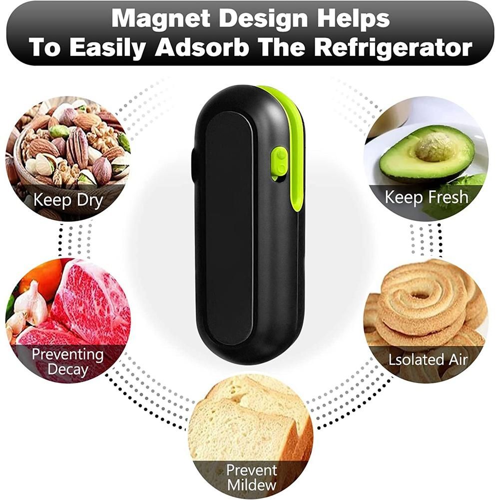 Chip Bag Handheld Bag Heat Vacuum RechargablePortable Bag Resealer Sealing Machine for Plastic Bags-Black