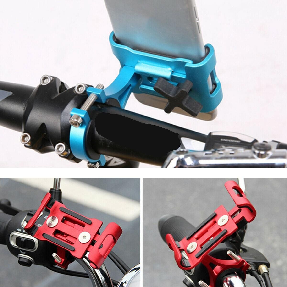Aluminum Bicycle Phone Holder Mount Fit MTB Bike Motorcycle Handlebar for iPhone Silver