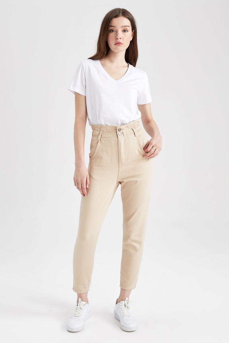 Woman Young Denim Trousers - Beige