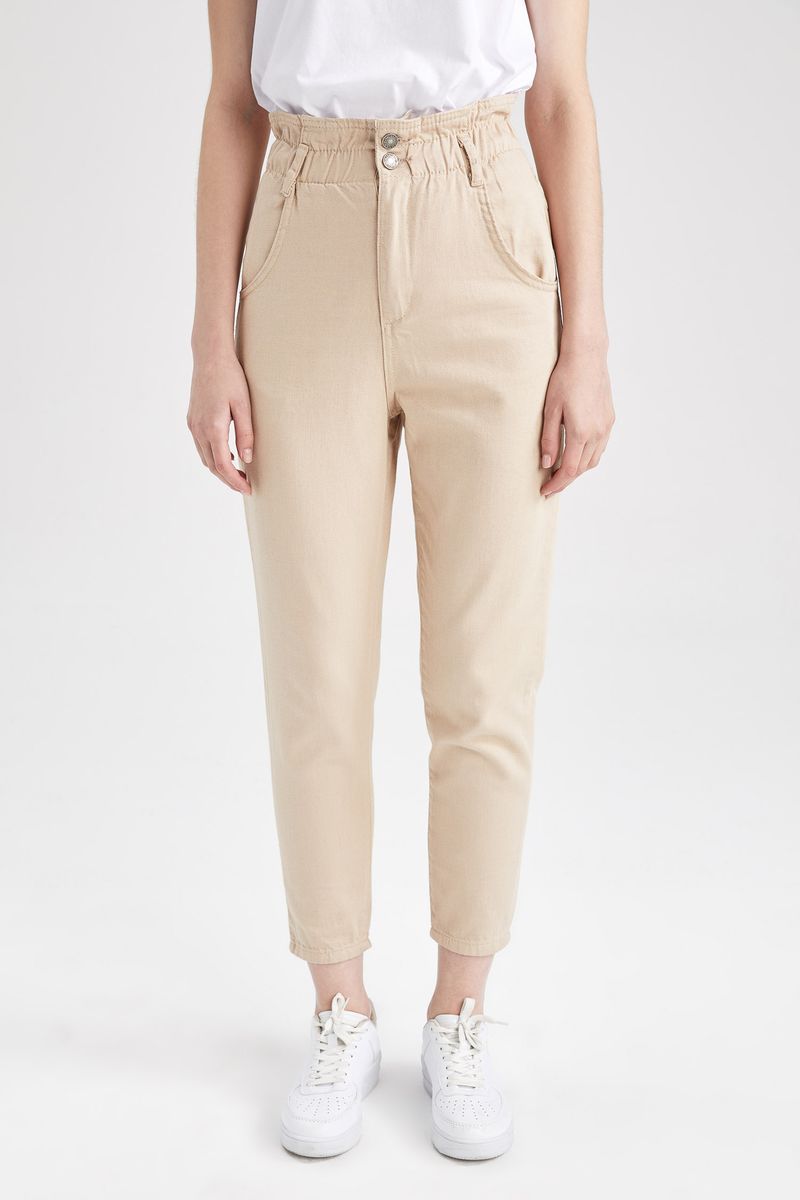 Woman Young Denim Trousers - Beige