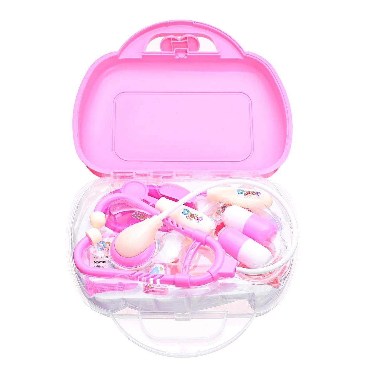 11 PCS Pretend Kids Doctor Nurse Case Role Play Set Gift Educational Toy Pink