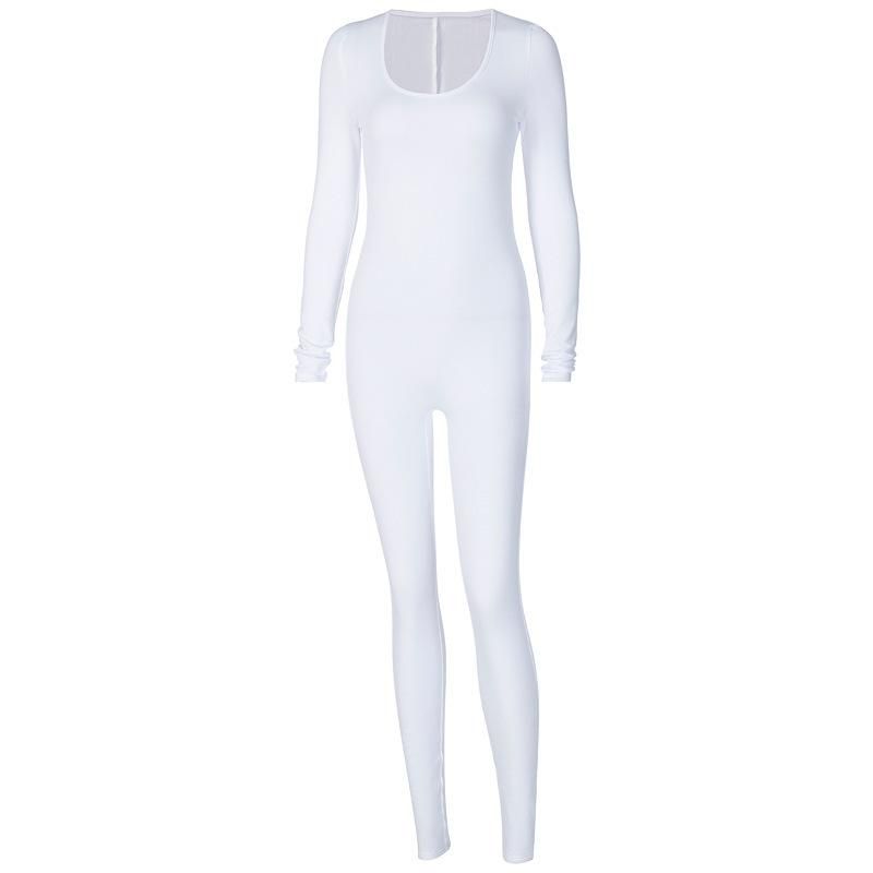 New tight long sleeve high -waist solid color sports fitness jumpsuit