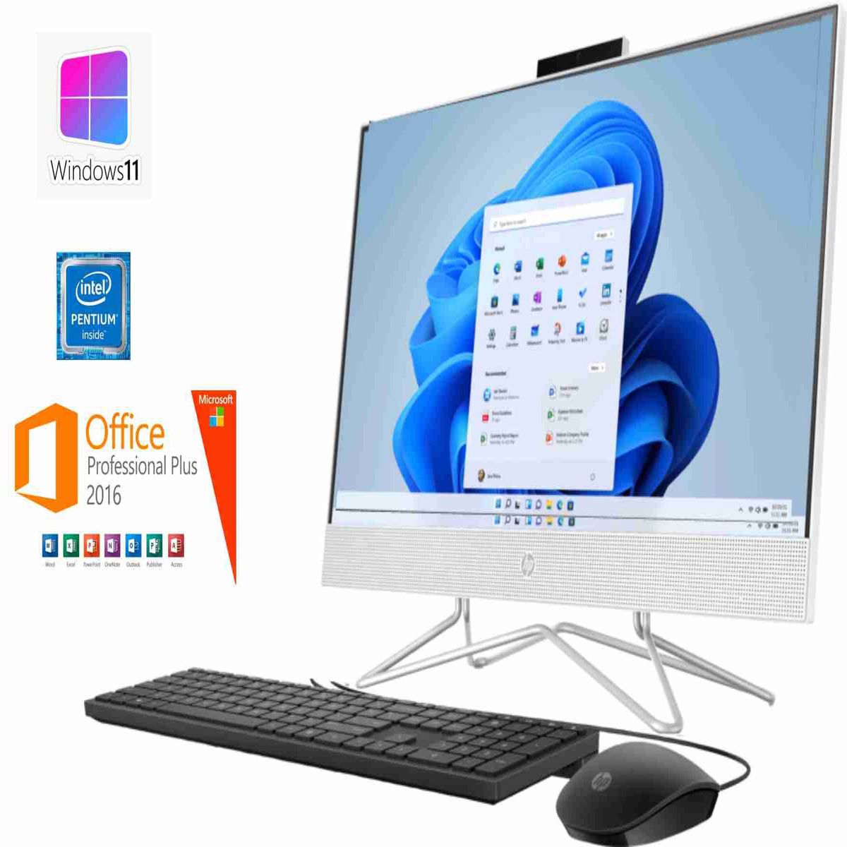 200 G4 AIO Intel Pentium 8GB RAM/1TB HDD 21.5' Win11 Pro & MS Office 2016 Suite