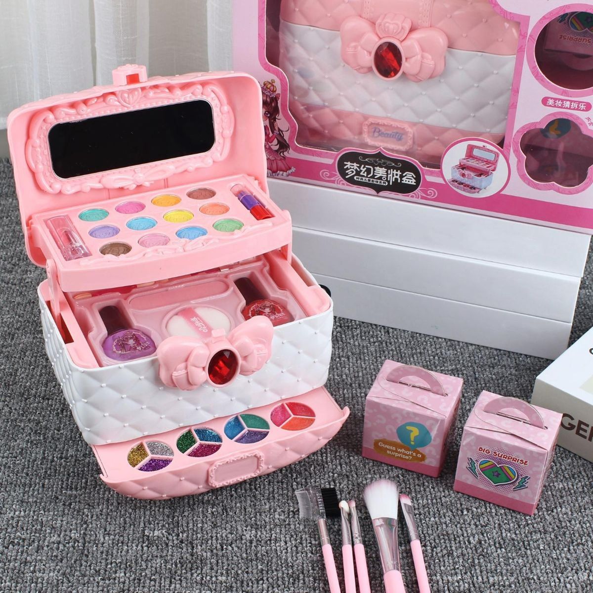 For Little Girl Pretend Play Princess Toy With Mirror Kids Makeup Set Cosmetic